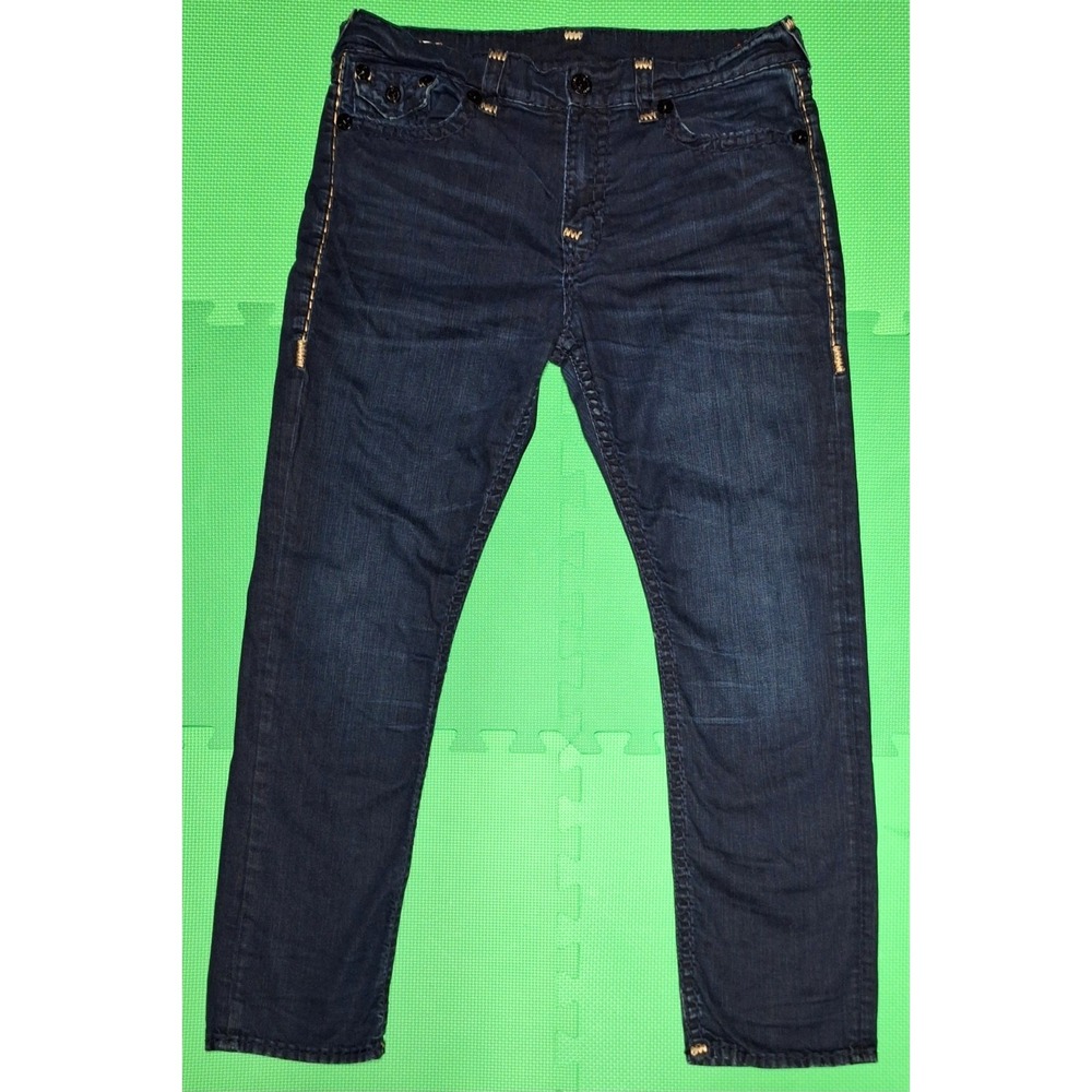 True Religion World Tour Ricky Relaxed Straight Denim Jeans Size 38x32 Men's